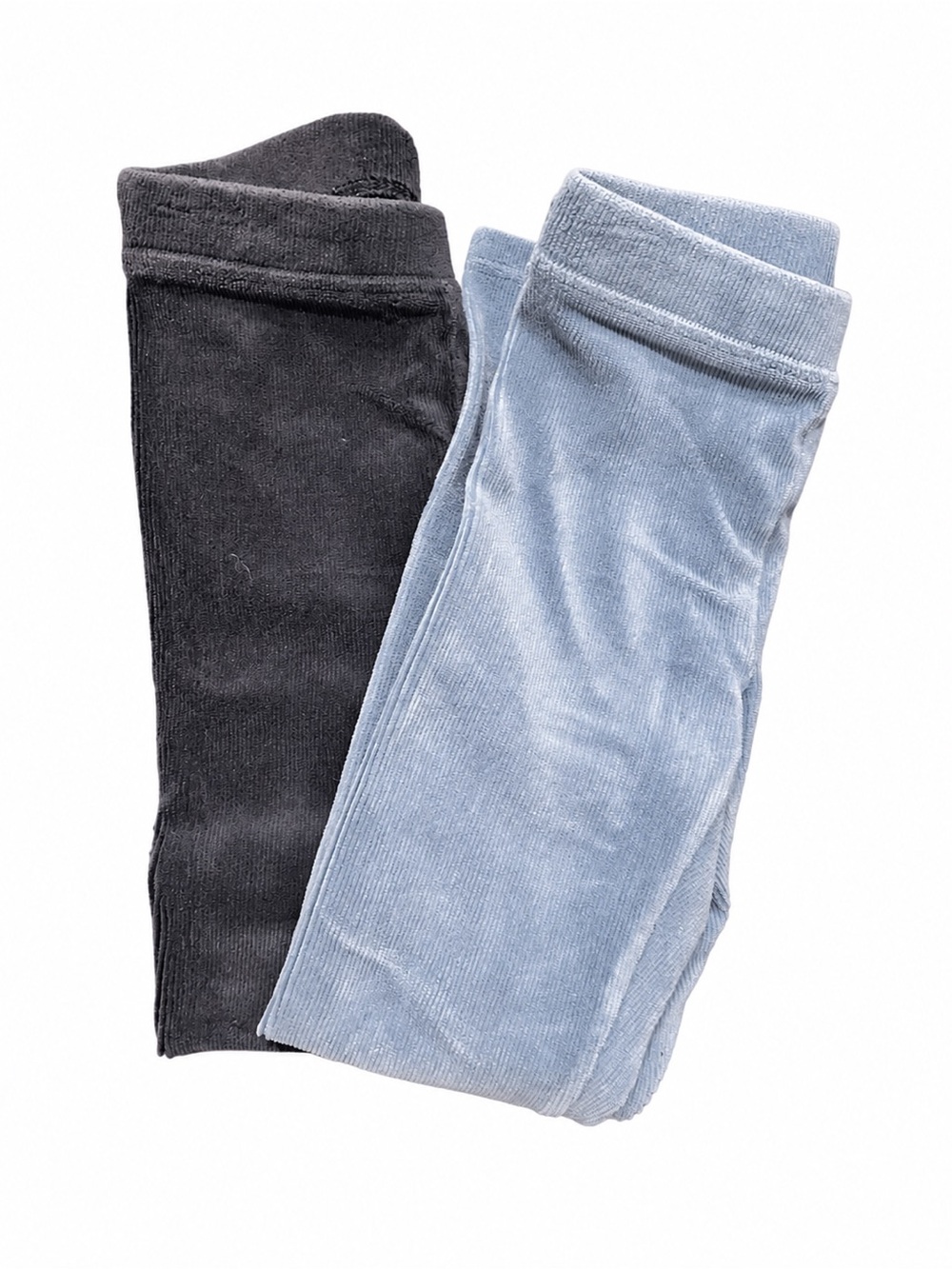 Crewcuts Ribbed Velvet Leggings - Black & Light Blue